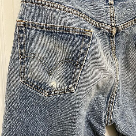 Vintage Levi’s 505 Men’s Blue Jeans 34x34 Y2K Thrashed Distressed Grunge Rocker - Picture 5 of 13